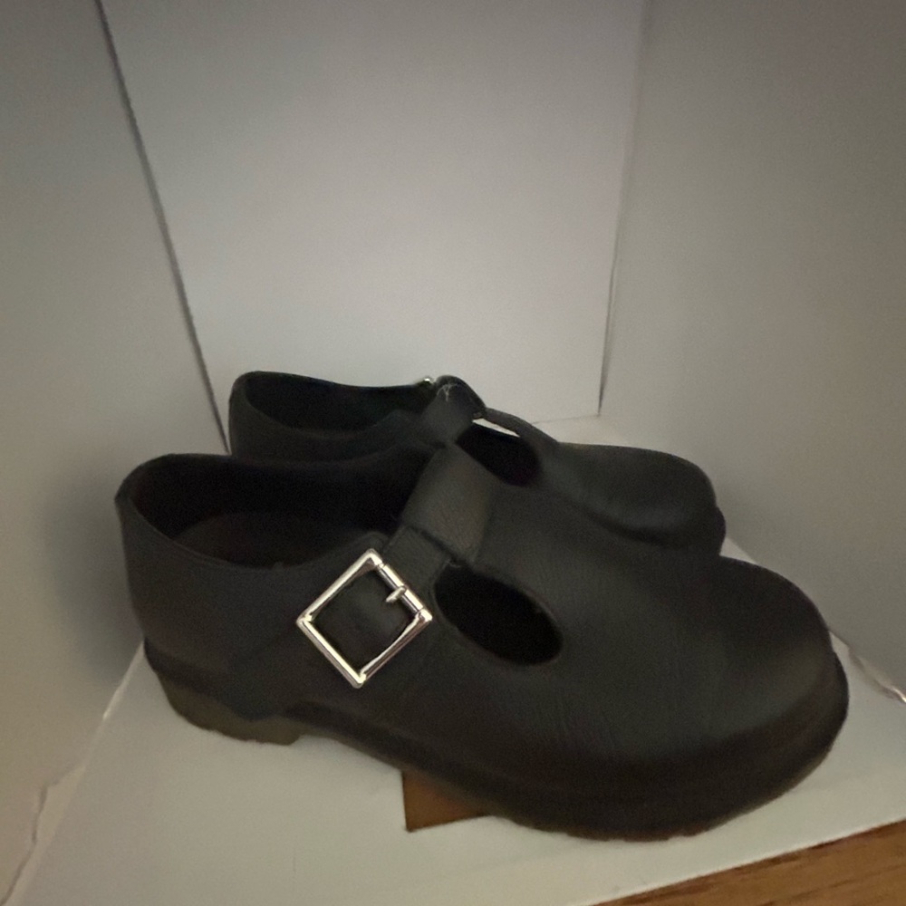 Dr. Martens Black Mary Jane Shoes with Silver Buckle